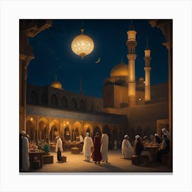 Islamic Mosque At Night Canvas Print