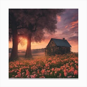 House In The Field Canvas Print