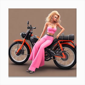 Girl On A Motorcycle Canvas Print