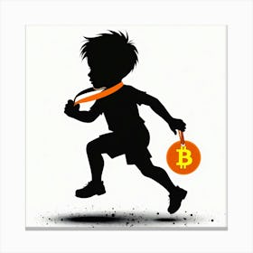 Bitcoin Child Running Canvas Print