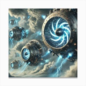 Cyclone Carriers Wind Turbines Canvas Print