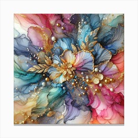 Vibrant Gold Dust Flower Design Canvas Print