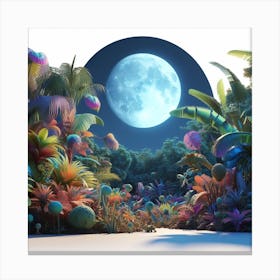 Full Moon In The Jungle Canvas Print