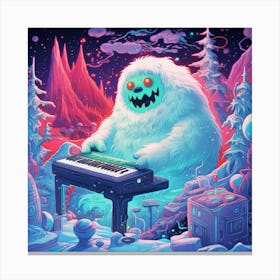 Snowman Playing Piano Canvas Print