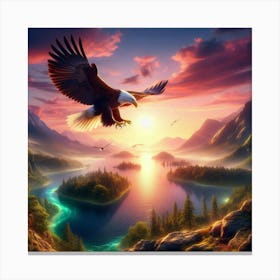 Create A Gorgeous Eagle Flying Across A Magical Serene Paradise Canvas Print
