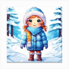 Little Girl In Winter Clothes Canvas Print