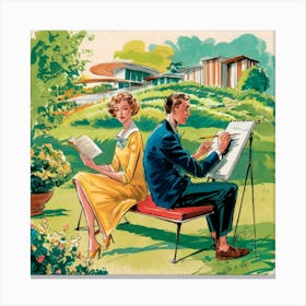 A Stunning Mid Century Art Illustration Featuring Wu4vw9nasn2luhsyjhqjrg Ftvf9yijtrgbaa8ur6jjfq Canvas Print