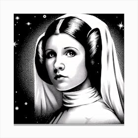 Princess Leia Black And White Star Wars Art Print Canvas Print