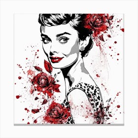 Audrey Hepburn Portrait Painting (12) Canvas Print