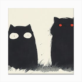 Two Cats With Red Eyes Canvas Print