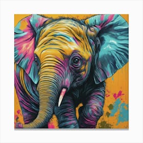 Elephant - Colorful Canvas Print
