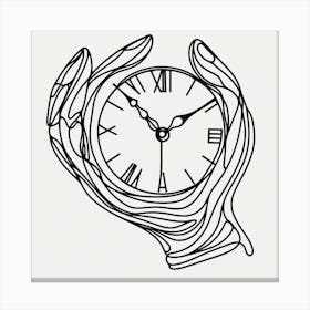 A Clock and a Hand: A Curved and Distorted Line Art Canvas Print