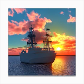 Fishing Boat At Sunset Canvas Print
