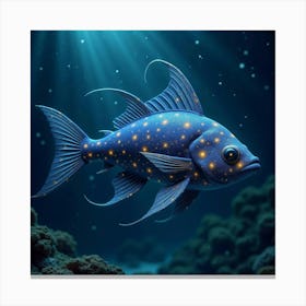 A Stunning Starry Knight Fish Swimming In The Deep Sea 1 Canvas Print