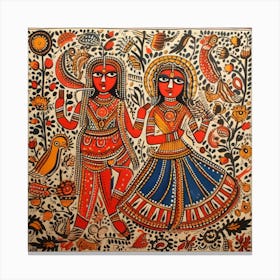 Ayurveda Painting Madhubani Painting Indian Traditional Style Canvas Print