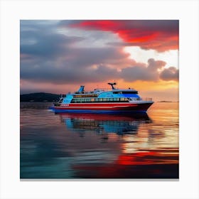 Sunset On A Ferry Boat Canvas Print