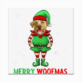 Funny Labrador Retriever Elf Merry Woof Mas Christmas Pajama Canvas Print