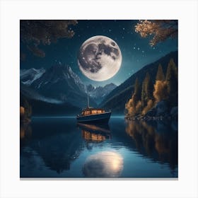 Moonlight Over Lake Canvas Print