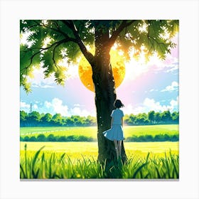 Girl Under A Tree Canvas Print