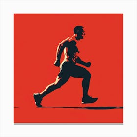 Silhouette Of A Man Running Canvas Print