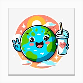 Earth Day Sticker Canvas Print