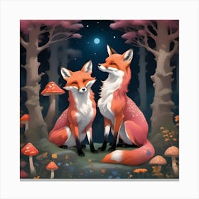 Foxes In The Forest Canvas Print