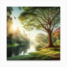 Sunrise In The Forest Canvas Print