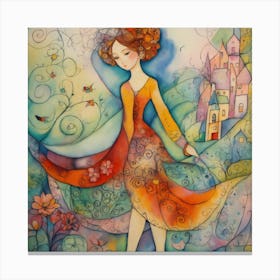 Girl In A Dress Canvas Print