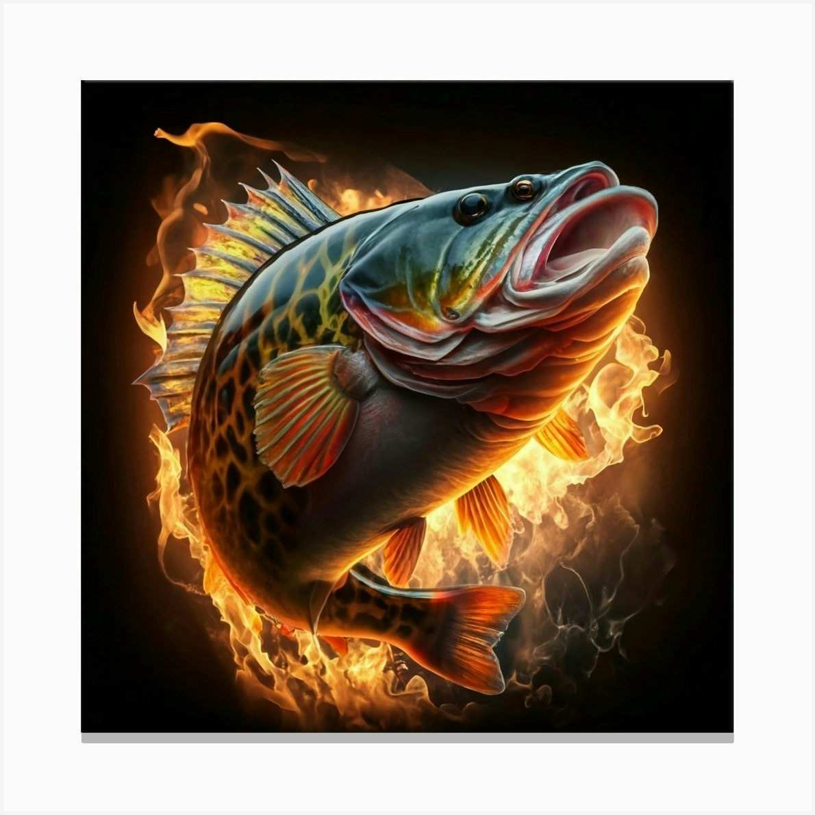 Bass Fish On Fire Canvas Print