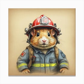 Hamster Firefighter Canvas Art Canvas Print