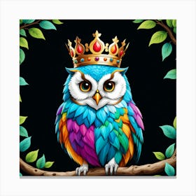 Colorful Owl With Crown Canvas Print