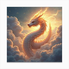 A Radiant Celestial Dragon Weaving Through Clouds In A Celestial Realm 1 Canvas Print