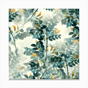 Vintage Retro Flowers Leaves Foliage Plants Canvas Print