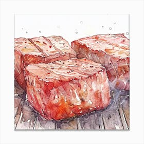 Watercolor Steak Illustration Canvas Print