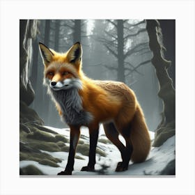 Fox In The Woods 30 Canvas Print