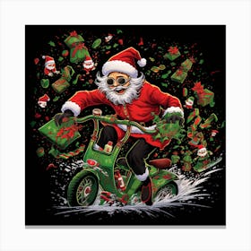 Santa Claus Riding A Scooter Canvas Print