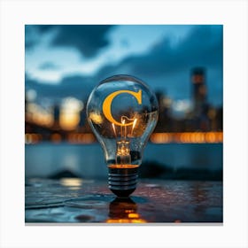 Light Bulb With City Skyline Canvas Print