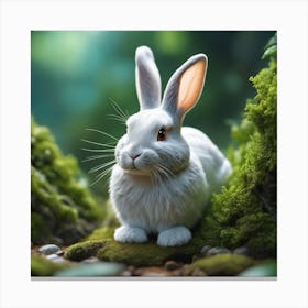 White Rabbit In The Forest 4 Canvas Print
