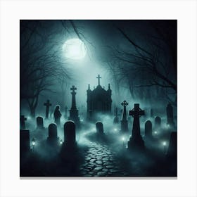 Graveyard At Night 20 Canvas Print