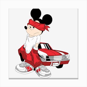 Mickey and Car Canvas Print