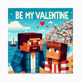 Be My Valentine - couple lovers - roblox style Canvas Print