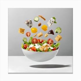 A Dynamic Splashes Of Food In A Flying Food Phot (1)(1) Canvas Print