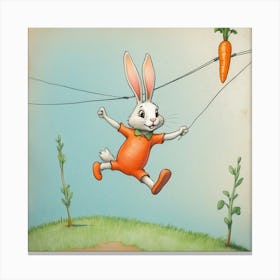 Bunny Jumping On Wires Canvas Print