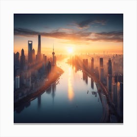 Sunrise In Shanghai Canvas Print