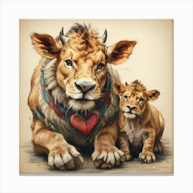 Lion And Cub 1 Canvas Print