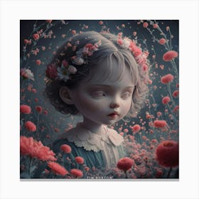 Girl In Flowers Canvas Print