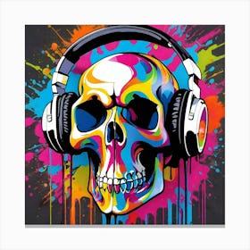 Skull With Headphones 2 Canvas Print