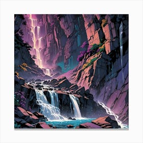 Rock Face Waterfall Canvas Print