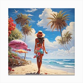 Woman On The Beach Canvas Print