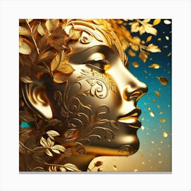 Golden Woman With Leaves Canvas Print